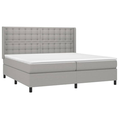 Boxspringbett mit Matratze & LED Hellgrau 200x200 cm Stoff