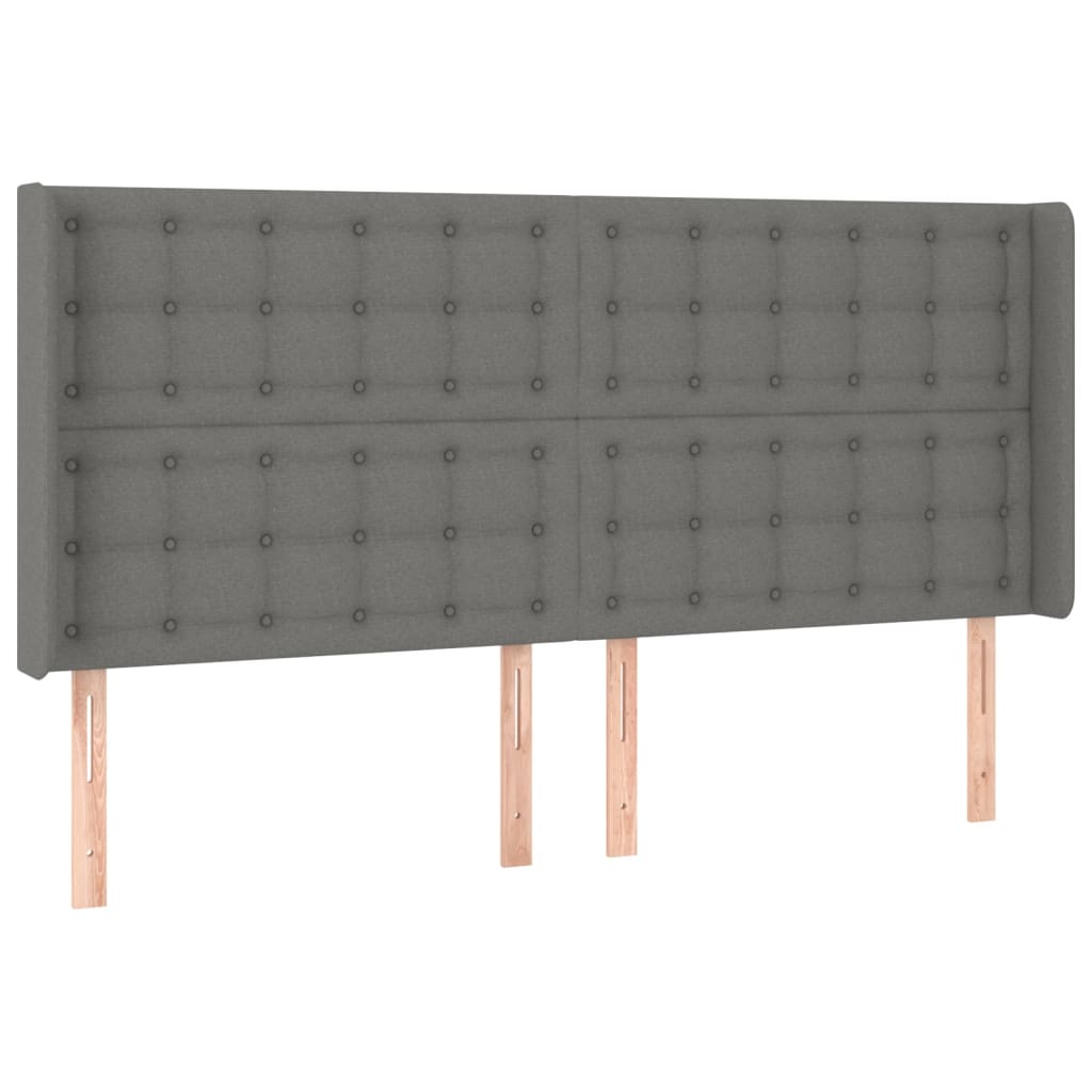 Box spring bed with mattress &amp; LED dark grey 200x200 cm fabric