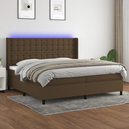 Boxspringbett mit Matratze & LED Dunkelbraun 200x200 cm Stoff