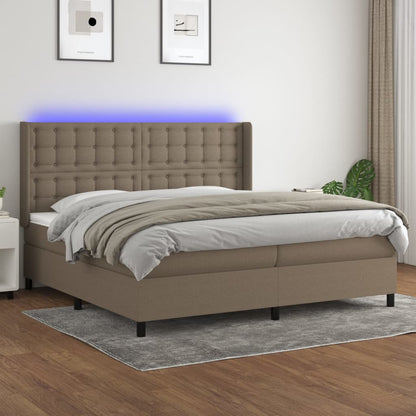 Boxspringbett mit Matratze & LED Taupe 200x200 cm Stoff