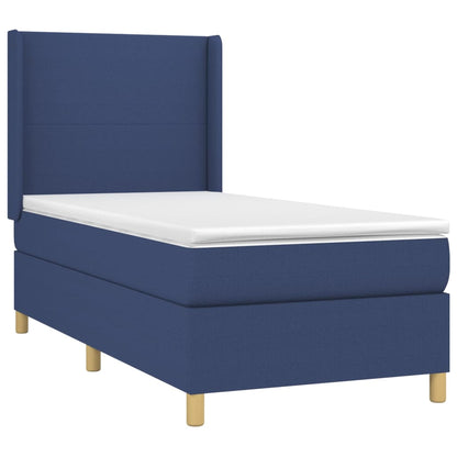 Boxspringbett mit Matratze & LED Blau 90x200 cm Stoff