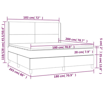 Boxspringbett mit Matratze & LED Hellgrau 180x200 cm Stoff