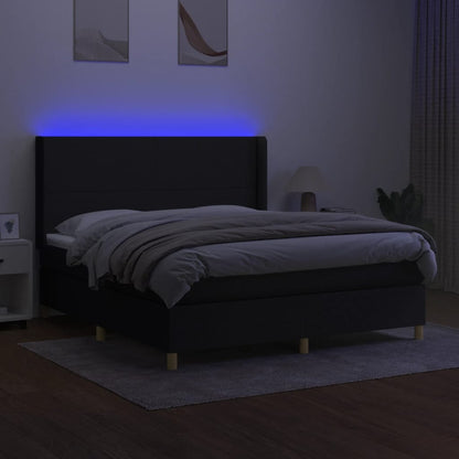 Boxspringbett mit Matratze & LED Schwarz 180x200 cm Stoff