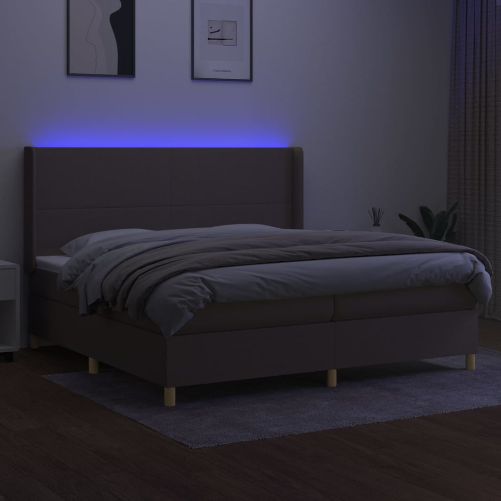 Boxspringbett mit Matratze & LED Taupe 200x200 cm Stoff