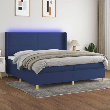 Boxspringbett mit Matratze & LED Blau 200x200 cm Stoff