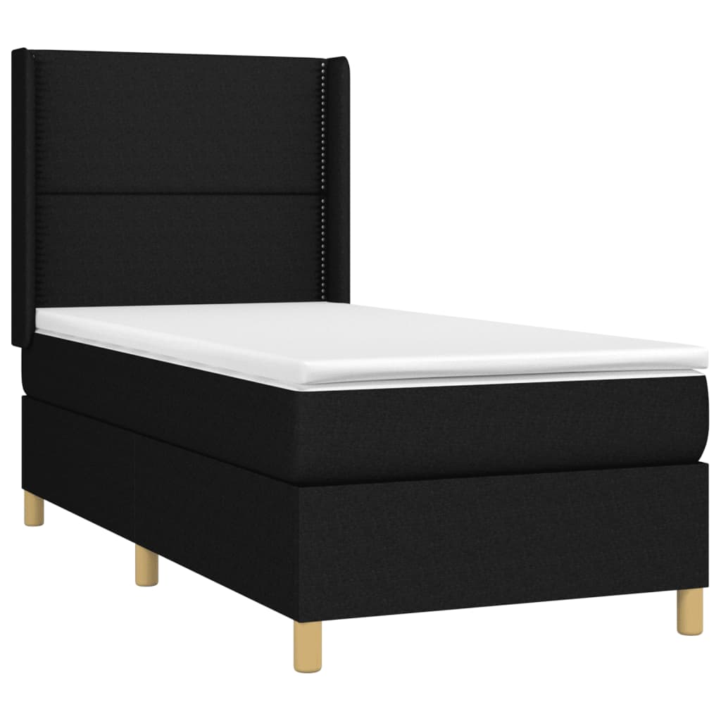 Boxspringbett mit Matratze & LED Schwarz 90x200 cm Stoff