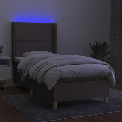 Boxspringbett mit Matratze & LED Dunkelbraun 90x200 cm Stoff