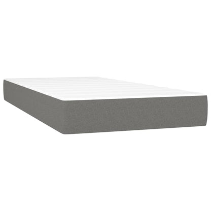 Box spring bed with mattress &amp; LED dark grey 200x200 cm fabric