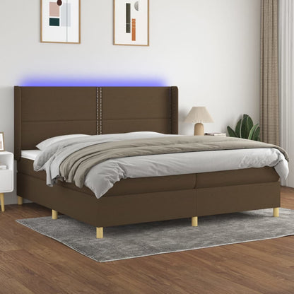 Boxspringbett mit Matratze & LED Dunkelbraun 200x200 cm Stoff