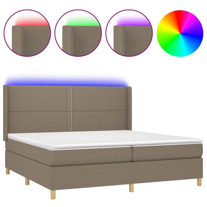 Boxspringbett mit Matratze & LED Taupe 200x200 cm Stoff