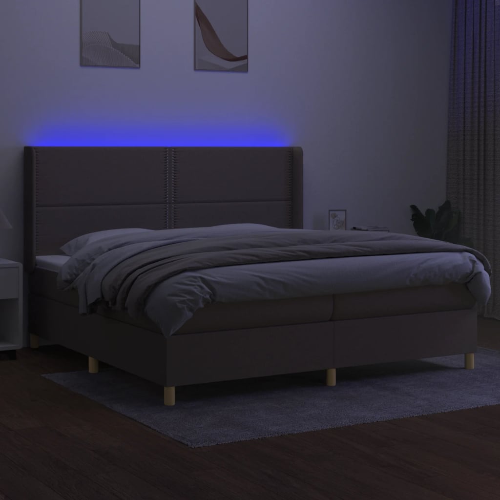 Boxspringbett mit Matratze & LED Taupe 200x200 cm Stoff