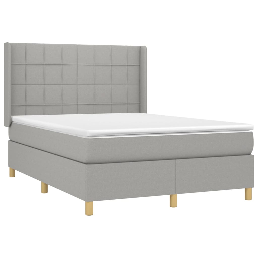 Boxspringbett mit Matratze & LED Hellgrau 140x200 cm Stoff