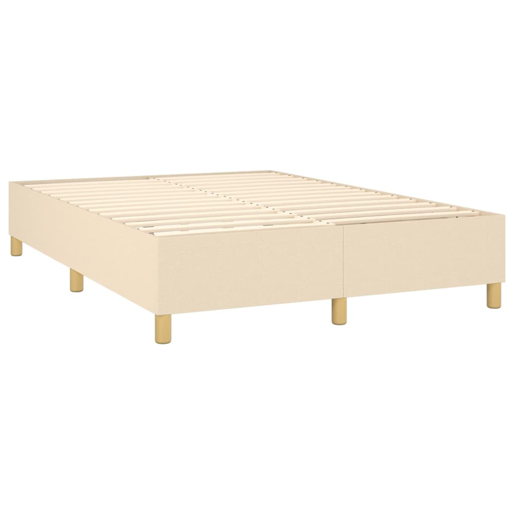 Box spring bed with mattress &amp; LED cream 140x200 cm fabric