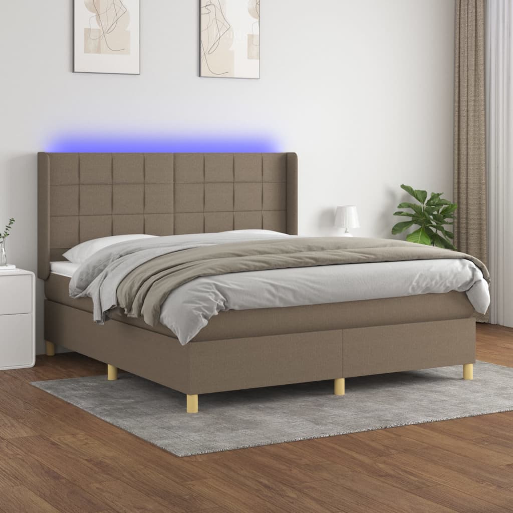 Boxspringbett mit Matratze & LED Taupe 160x200 cm Stoff