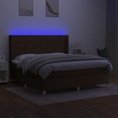 Boxspringbett mit Matratze & LED Dunkelbraun 180x200 cm Stoff