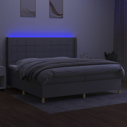 Boxspringbett mit Matratze & LED Hellgrau 200x200 cm Stoff