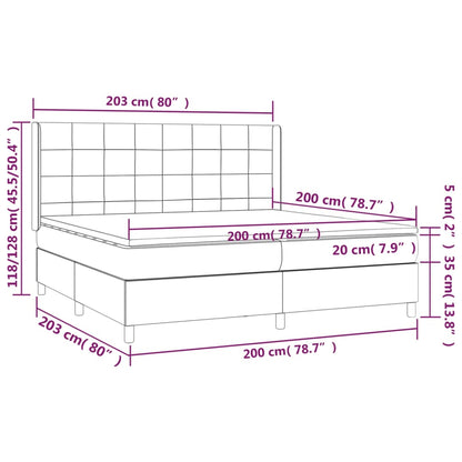 Boxspringbett mit Matratze & LED Hellgrau 200x200 cm Stoff