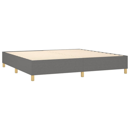 Box spring bed with mattress &amp; LED dark grey 200x200 cm fabric