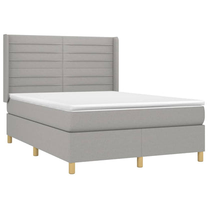 Boxspringbett mit Matratze & LED Hellgrau 140x200 cm Stoff