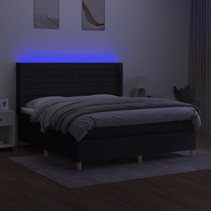 Boxspringbett mit Matratze & LED Schwarz 160x200 cm Stoff