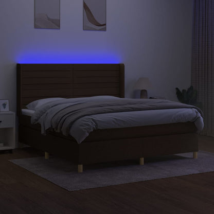 Boxspringbett mit Matratze & LED Dunkelbraun 160x200 cm Stoff