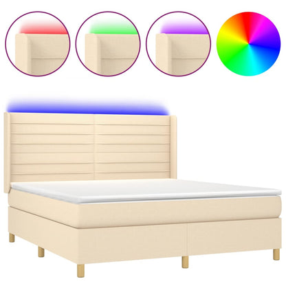 Boxspringbett mit Matratze & LED Creme 160x200 cm Stoff