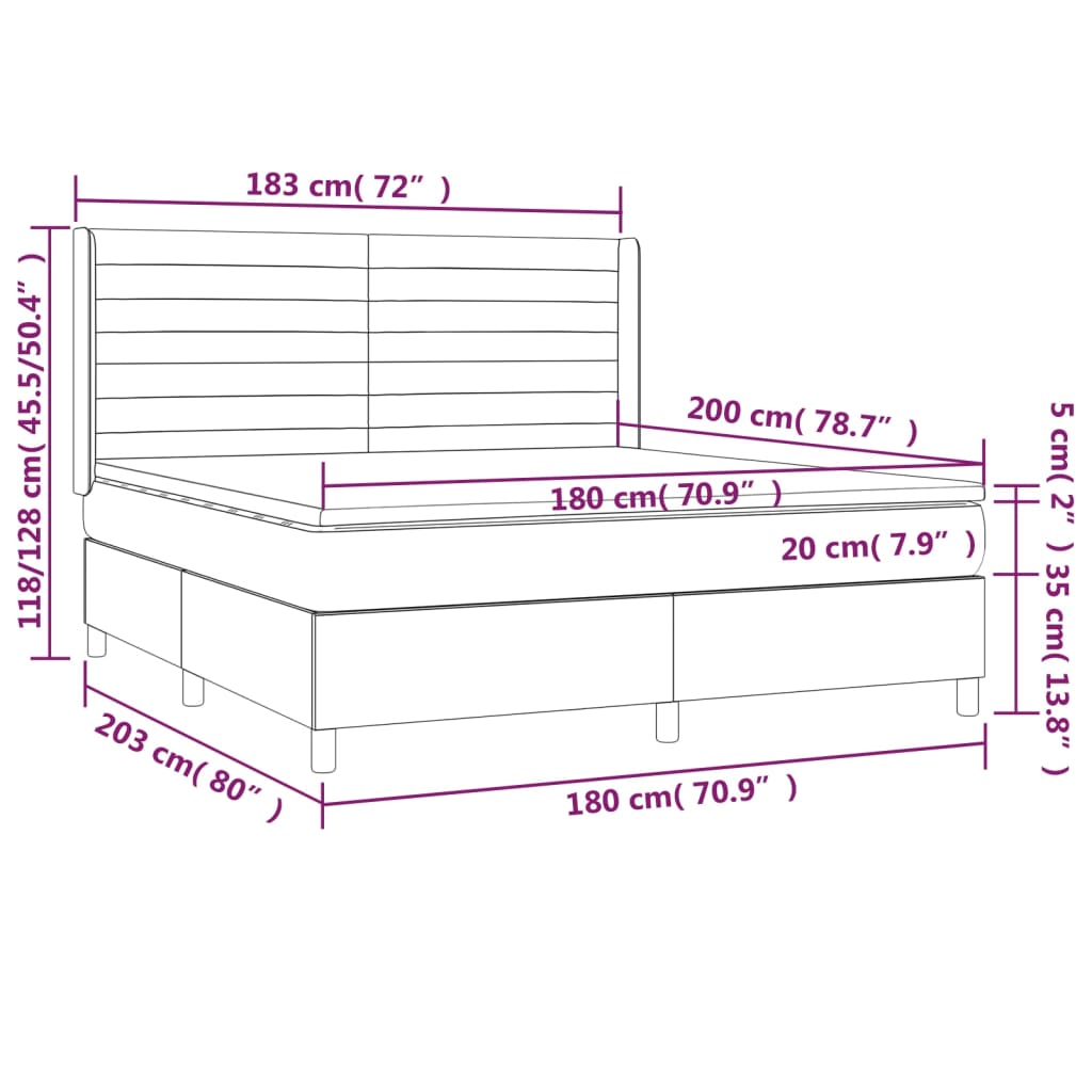 Boxspringbett mit Matratze & LED Blau 180x200 cm Stoff