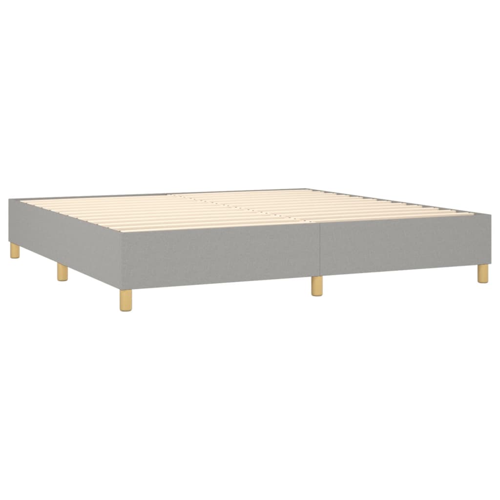 Box spring bed with mattress &amp; LED light grey 200x200 cm fabric