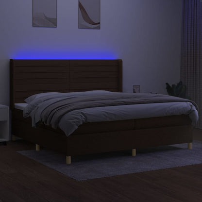 Boxspringbett mit Matratze & LED Dunkelbraun 200x200 cm Stoff