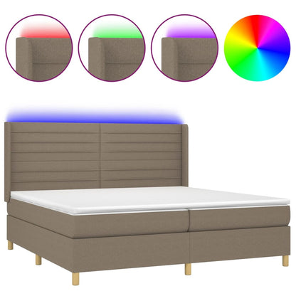 Boxspringbett mit Matratze & LED Taupe 200x200 cm Stoff