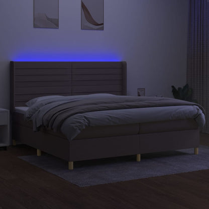 Boxspringbett mit Matratze & LED Taupe 200x200 cm Stoff