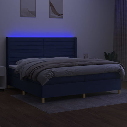 Boxspringbett mit Matratze & LED Blau 200x200 cm Stoff