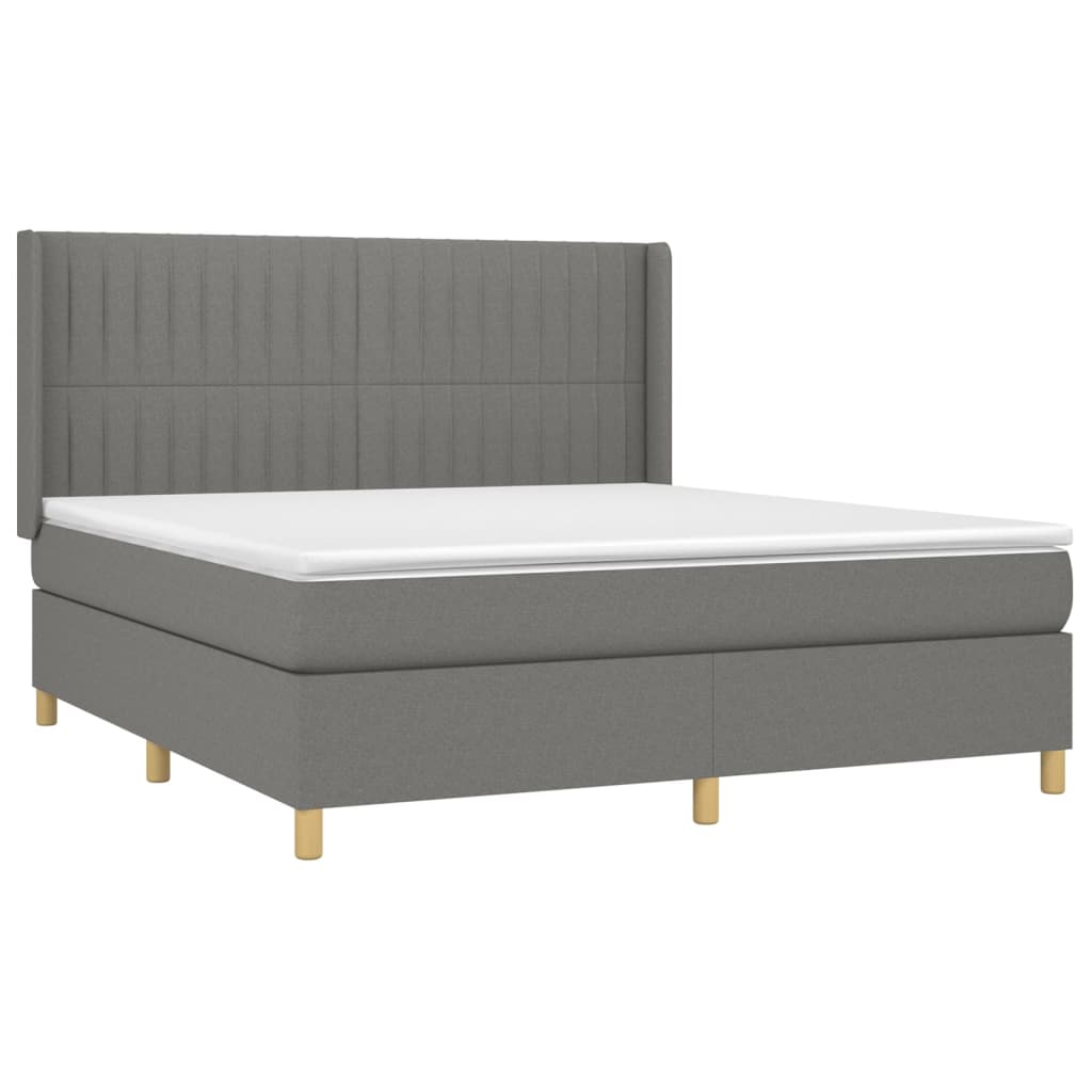 Boxspringbett mit Matratze & LED Dunkelgrau 160x200 cm Stoff