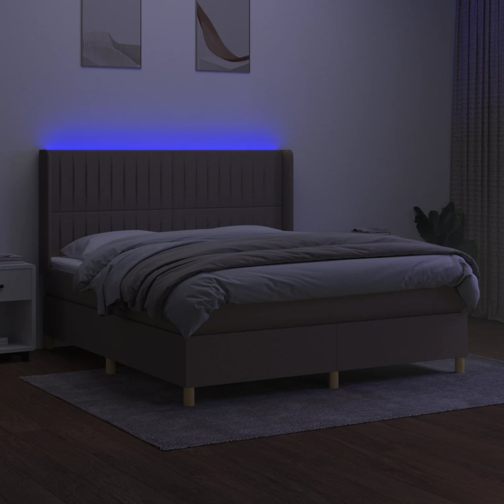 Boxspringbett mit Matratze & LED Taupe 180x200 cm Stoff