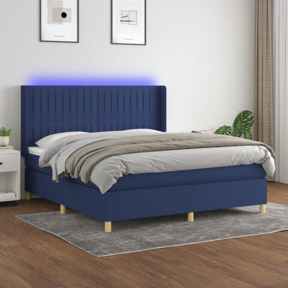 Boxspringbett mit Matratze & LED Blau 180x200 cm Stoff