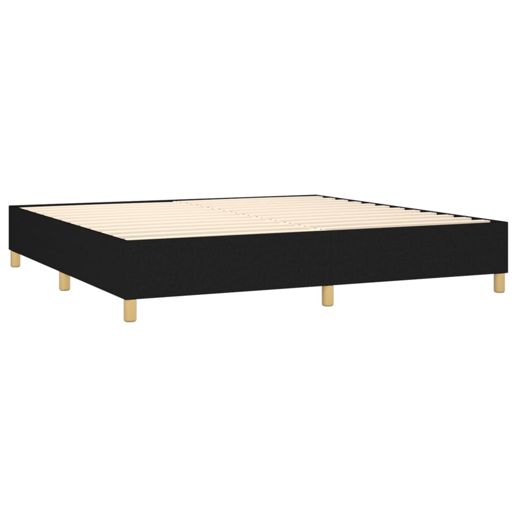 Box spring bed with mattress &amp; LED black 200x200 cm fabric