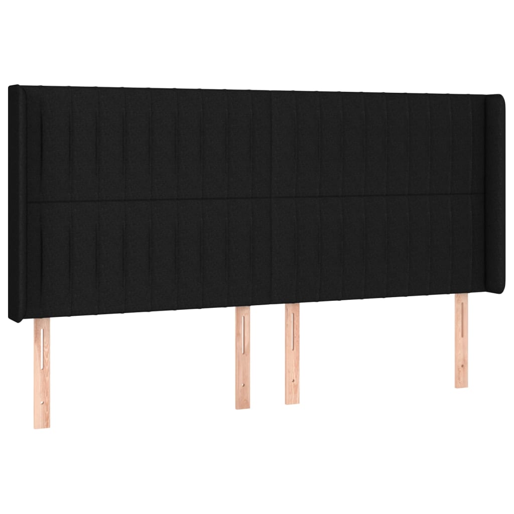 Box spring bed with mattress &amp; LED black 200x200 cm fabric