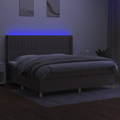 Boxspringbett mit Matratze & LED Taupe 200x200 cm Stoff