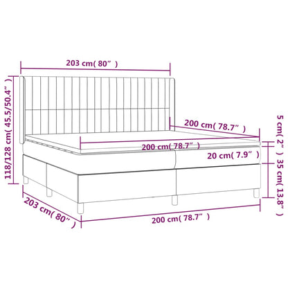 Boxspringbett mit Matratze & LED Taupe 200x200 cm Stoff