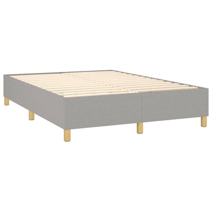 Box spring bed with mattress &amp; LED light grey 140x200 cm fabric