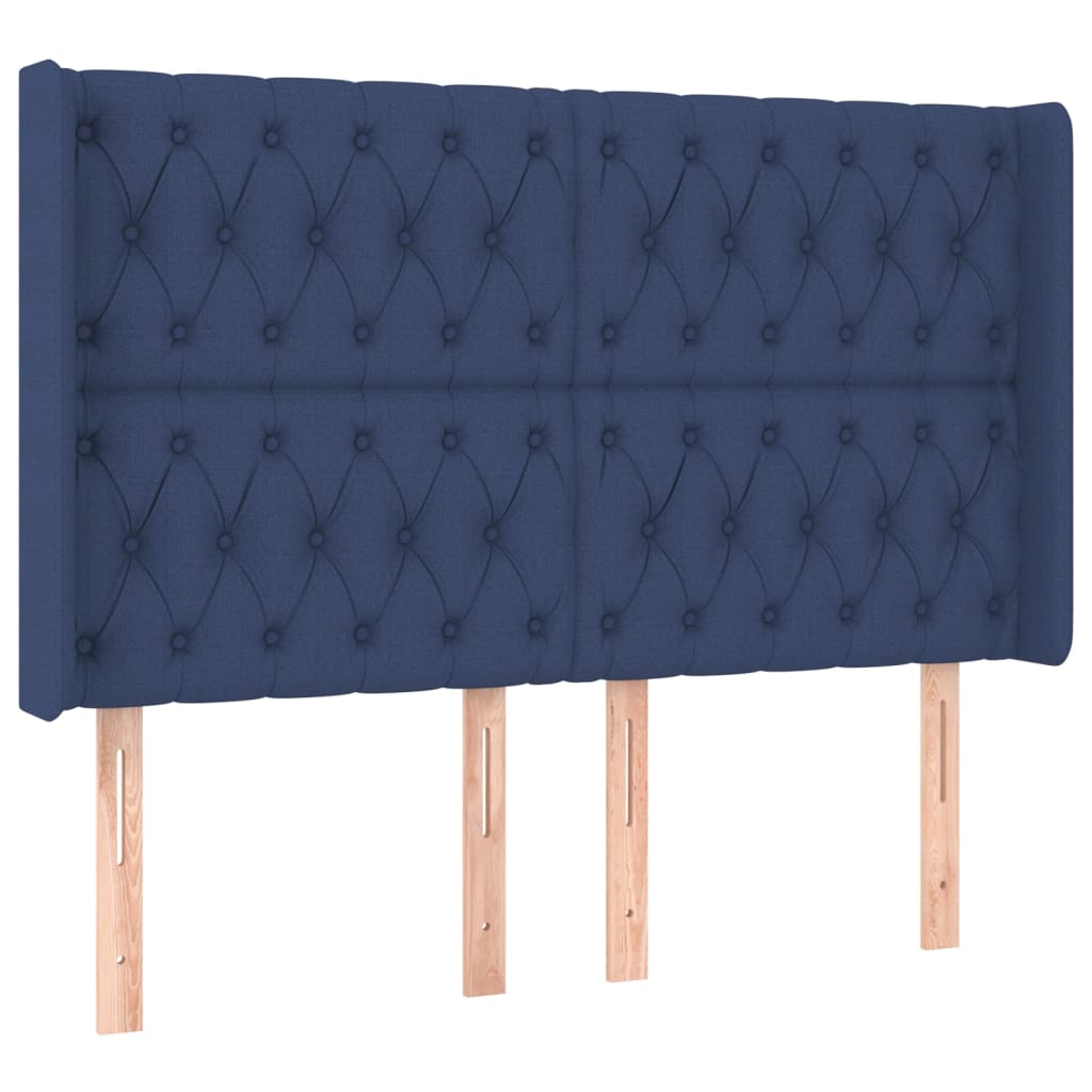 Box spring bed with mattress &amp; LED blue 140x200 cm fabric