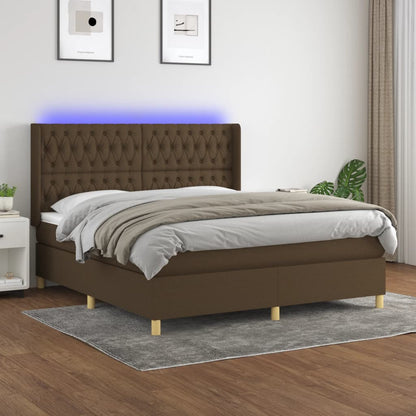 Boxspringbett mit Matratze & LED Dunkelbraun 180x200 cm Stoff