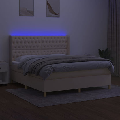 Boxspringbett mit Matratze & LED Creme 180x200 cm Stoff