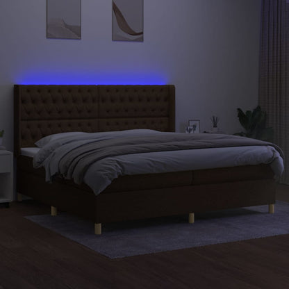 Boxspringbett mit Matratze & LED Dunkelbraun 200x200 cm Stoff