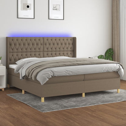 Boxspringbett mit Matratze & LED Taupe 200x200 cm Stoff