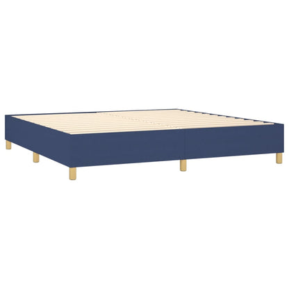 Box spring bed with mattress &amp; LED blue 200x200 cm fabric