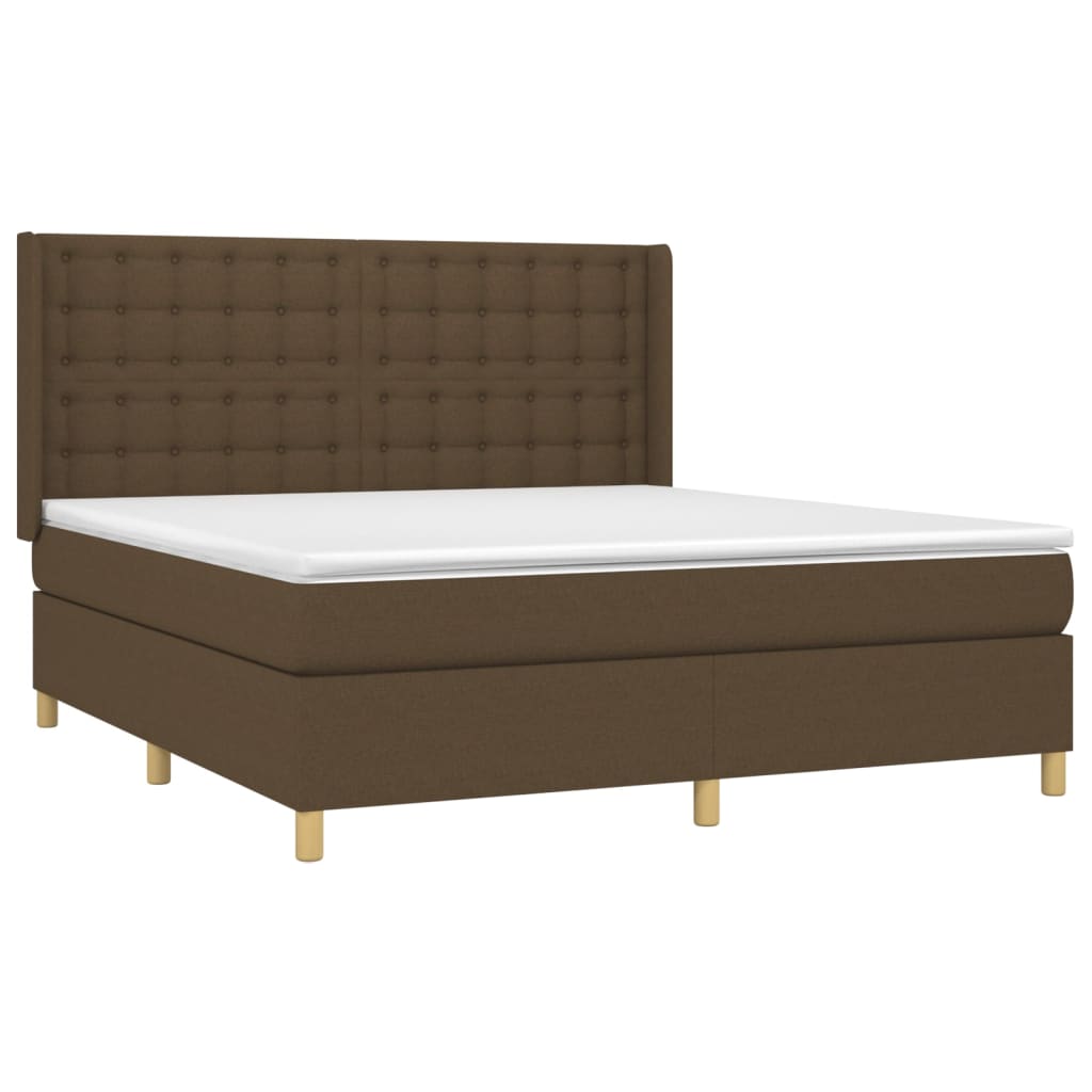 Boxspringbett mit Matratze & LED Dunkelbraun 160x200 cm Stoff