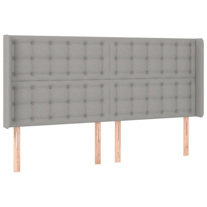 Box spring bed with mattress &amp; LED light grey 200x200 cm fabric