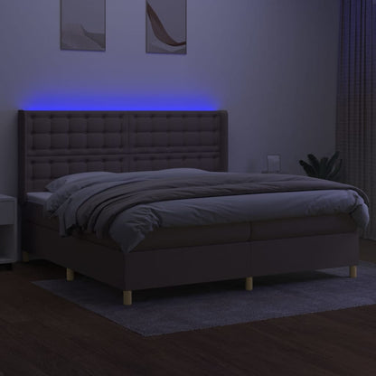 Boxspringbett mit Matratze & LED Taupe 200x200 cm Stoff