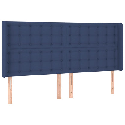 Box spring bed with mattress &amp; LED blue 200x200 cm fabric